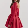 Nina Holly Red Removable Bow Tulle Mini Dress