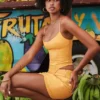 Nisha Tangerine Sculpting Mini Skirt
