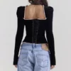 Noa Black Velvet Corset