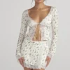 Noemie Garden Print Lace Trim Mini Skirt