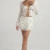 Noemie Garden Print Lace Trim Mini Skirt