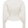 Noor Off White Knitted Cardigan