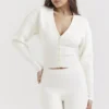 Noor Off White Knitted Cardigan
