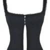 Noura Black Lace Trim Top