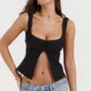 Noura Black Lace Trim Top