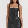 Nova Black Vegan Leather Mini Skirt