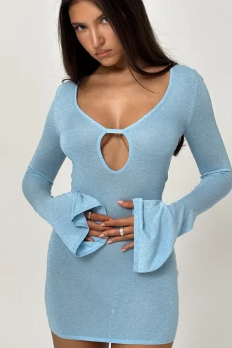 Noya Ocean Blue Knit Mini Dress