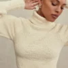 Nyala Cream Soft Boucle Knit Cropped Sweater