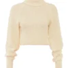 Nyala Cream Soft Boucle Knit Cropped Sweater