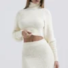 Nyala Cream Soft Boucle Knit Cropped Sweater