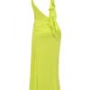 Olessia Acid Lime Backless Halter Maxi Dress