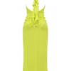 Olessia Acid Lime Backless Halter Maxi Dress