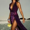 Olessia Orchid Backless Halter Maxi Dress
