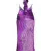 Olessia Orchid Backless Halter Maxi Dress