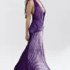 Olessia Orchid Backless Halter Maxi Dress