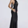 Oliviana Black Satin Maxi Dress