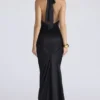 Oliviana Black Satin Maxi Dress