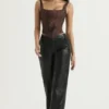 Omaira Black Vegan Leather Trousers