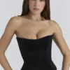 Omari Black Velvet Sculpting Strapless Corset Top
