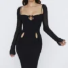 Ophelia Black Cutout Midi Dress