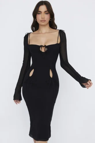 Ophelia Black Cutout Midi Dress
