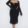 Ophelia Black Cutout Midi Dress