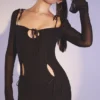 Ophelia Black Cutout Midi Dress