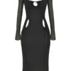 Ophelia Black Cutout Midi Dress