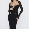 Ophelia Black Cutout Midi Dress