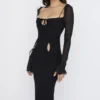 Ophelia Black Cutout Midi Dress