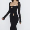 Ophelia Black Cutout Midi Dress
