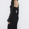 Ophelia Black Cutout Midi Dress