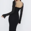 Ophelia Black Cutout Midi Dress