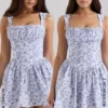 Ophelia Blue Floral Print Cotton Mini Dress With Bloomers
