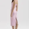 Ophelle Pink Jacquard Lace Up Bodycon Midi Dress