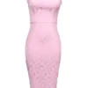 Ophelle Pink Jacquard Lace Up Bodycon Midi Dress
