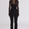 Orelia Black Draped Mesh Bodysuit