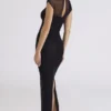 Orelia Black Draped Mesh Maxi Dress