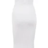 Oriana White Ribbed Knit Strapless Midi Dress