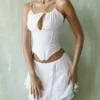 Orla White Chiffon Strappy Corset