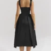 Paloma Black Satin Twist Strap Midi Dress