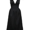 Paloma Black Satin Twist Strap Midi Dress