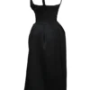 Paloma Black Satin Twist Strap Midi Dress