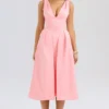 Paloma Peach Satin Pleated Midi Dress