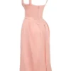 Paloma Peach Satin Pleated Midi Dress