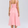 Paloma Peach Satin Pleated Midi Dress