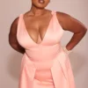 Paloma Peach Satin Pleated Midi Dress