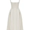 Paloma Vintage Cream Satin Pleated Midi Dress