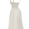 Paloma Vintage Cream Satin Pleated Midi Dress