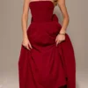 Pandora Berry Strapless Detachable Bow Midi Dress
